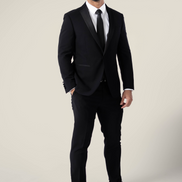 Men's Noir Black Suit with Satin Lapel