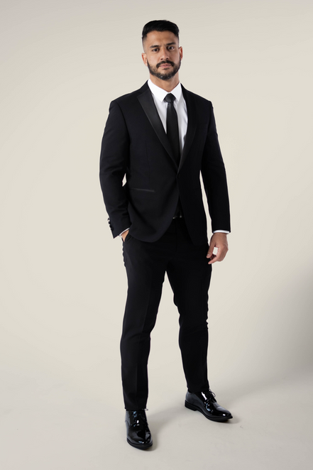 Men's Noir Black Suit with Satin Lapel