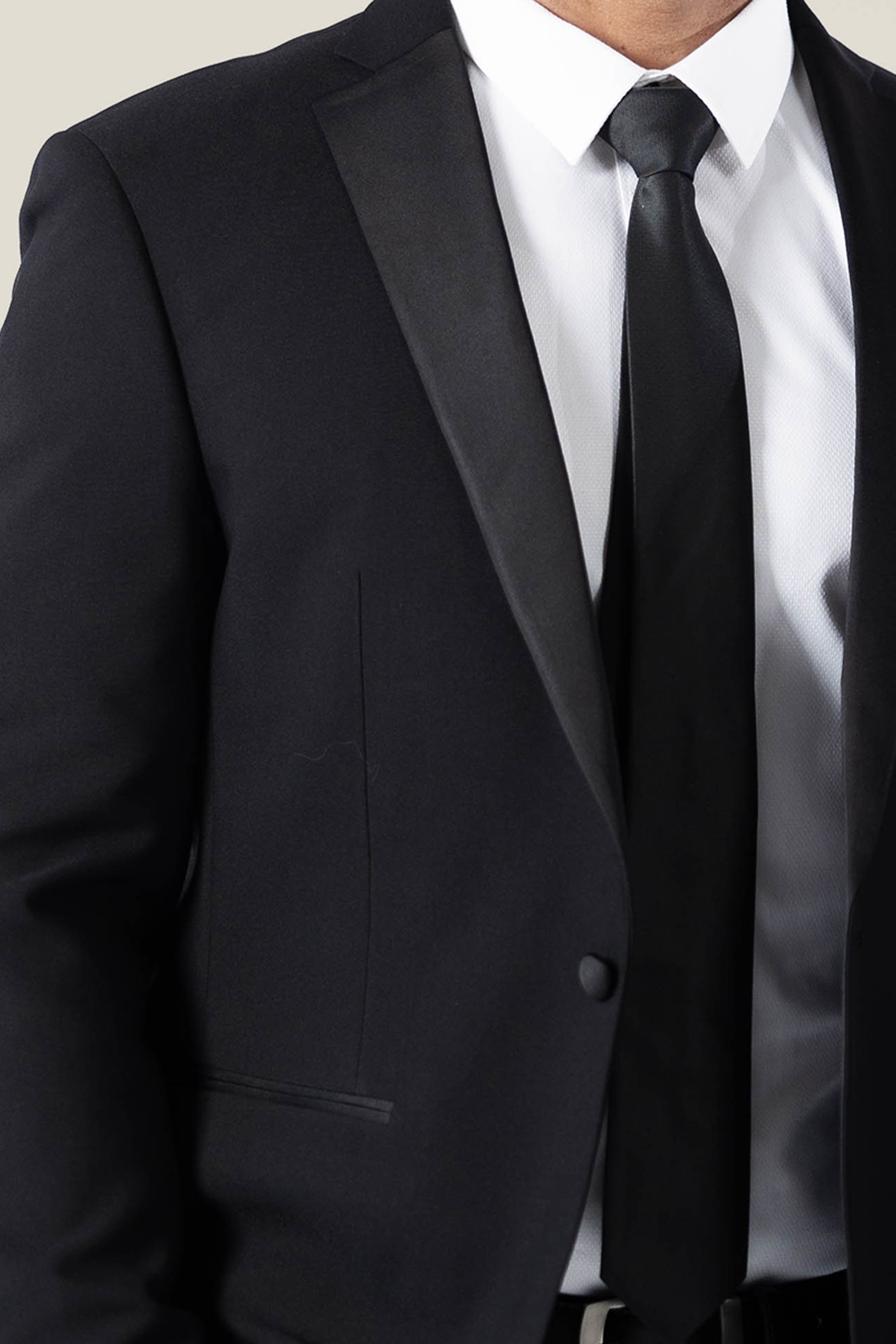 Men's Noir Black Suit Jacket with Satin Lapel