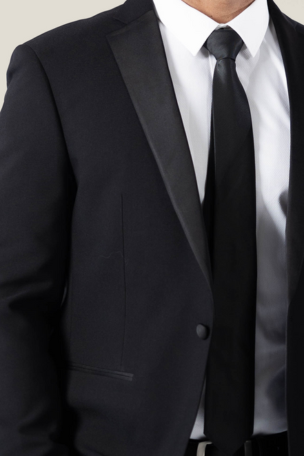 Men's Noir Black Suit Jacket with Satin Lapel