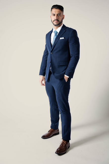 Men's Duke Navy Checkered Suit