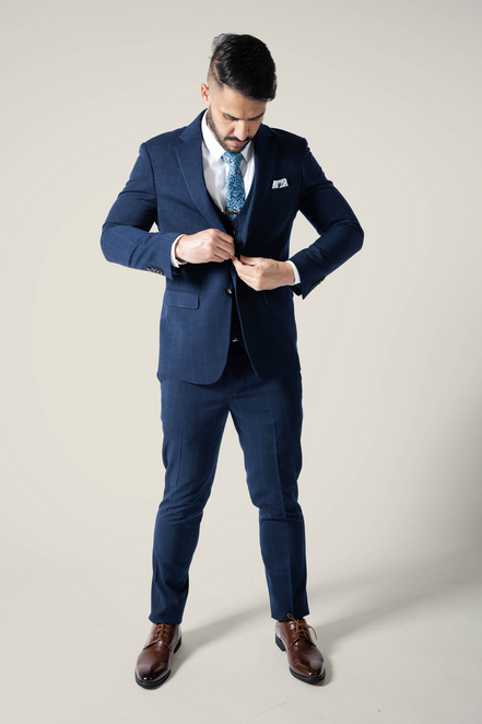 Men's Duke Navy Checkered Suit