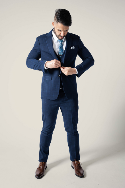 Men's Duke Navy Checkered Suit