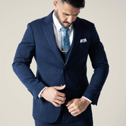 Men's Duke Navy Checkered Suit
