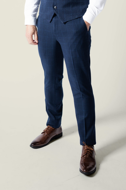 Men's Duke Navy Checkered Trousers