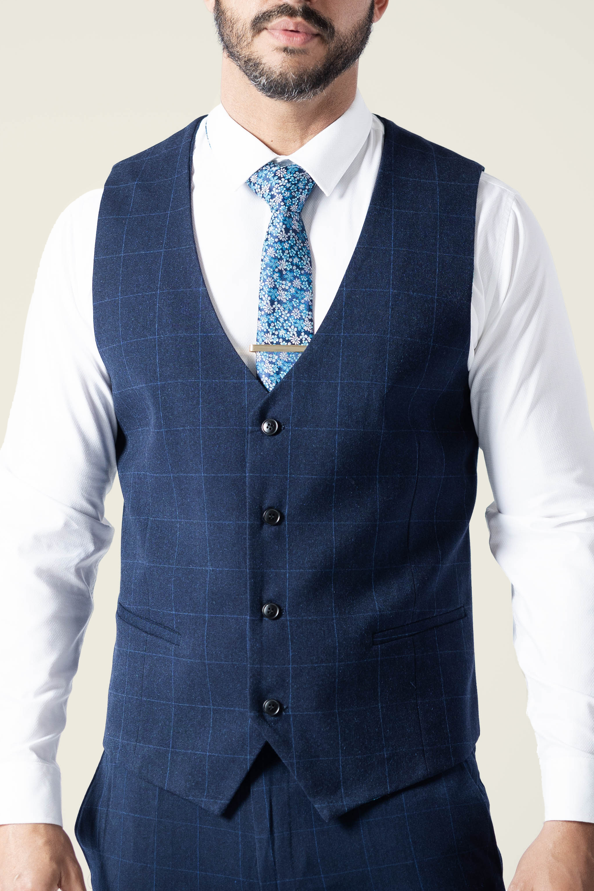 Men's Duke Navy Checkered Vest