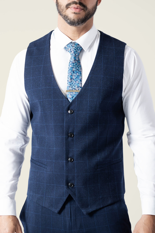 Men's Duke Navy Checkered Vest