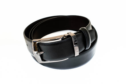 Men's Black Leather Belt - Clasp Buckle