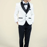 Boys' Pearl White Tuxedo + Black Pants