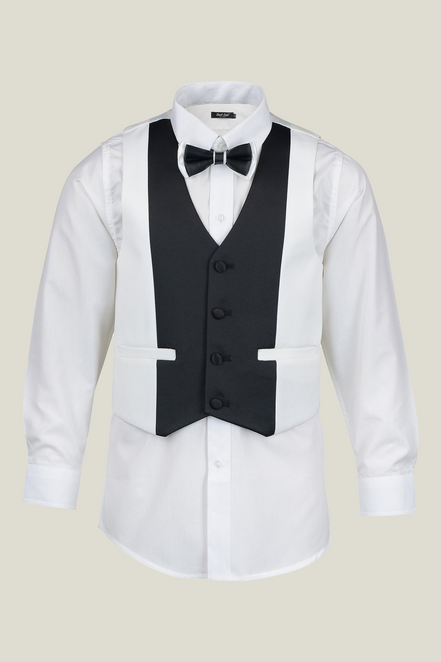 Boys' Pearl White Tuxedo + Black Pants