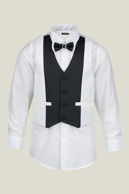 Boys' Pearl White & Black Vest