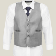 Boys' Bone Grey 4-Piece Waistcoat Suit Set