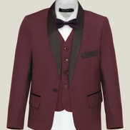 Boys' Crimson Burgundy Tuxedo + Black Pants