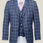 Boys' Dusty Blue Checkered Suit