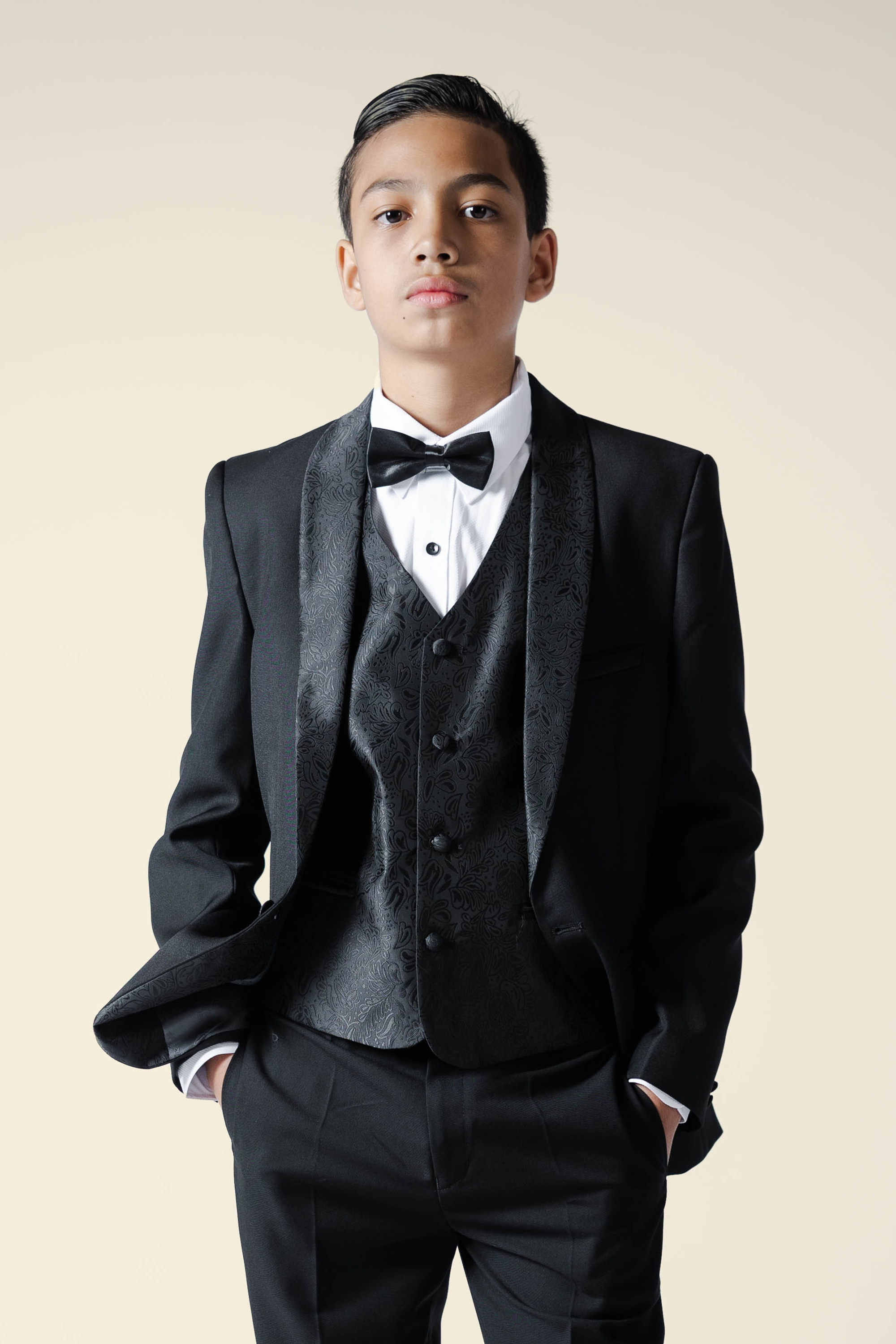 Boys' Paisley Black Tuxedo