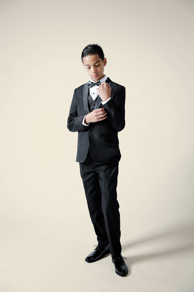Boys' Paisley Black Tuxedo