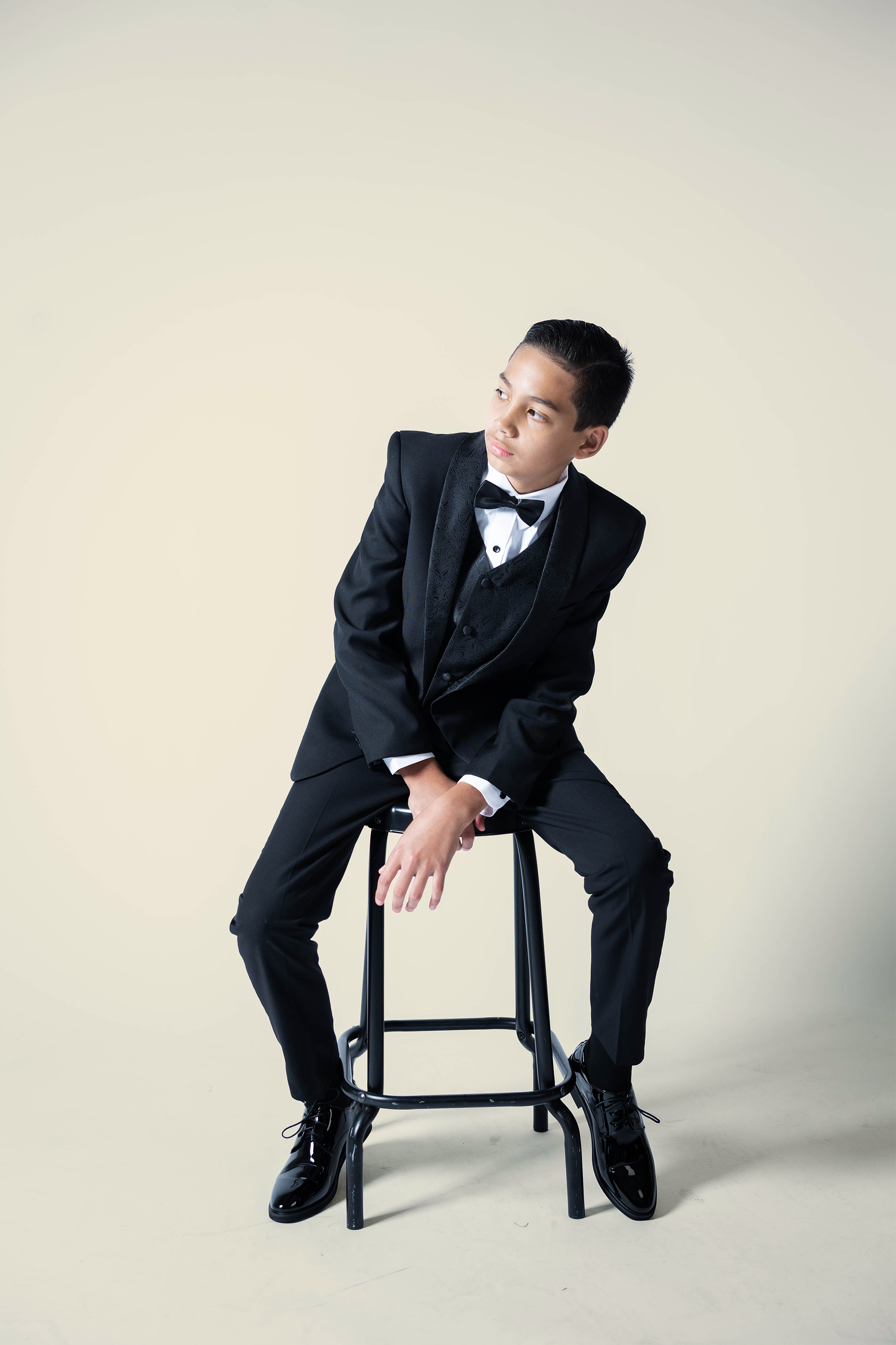 Boys' Paisley Black Tuxedo