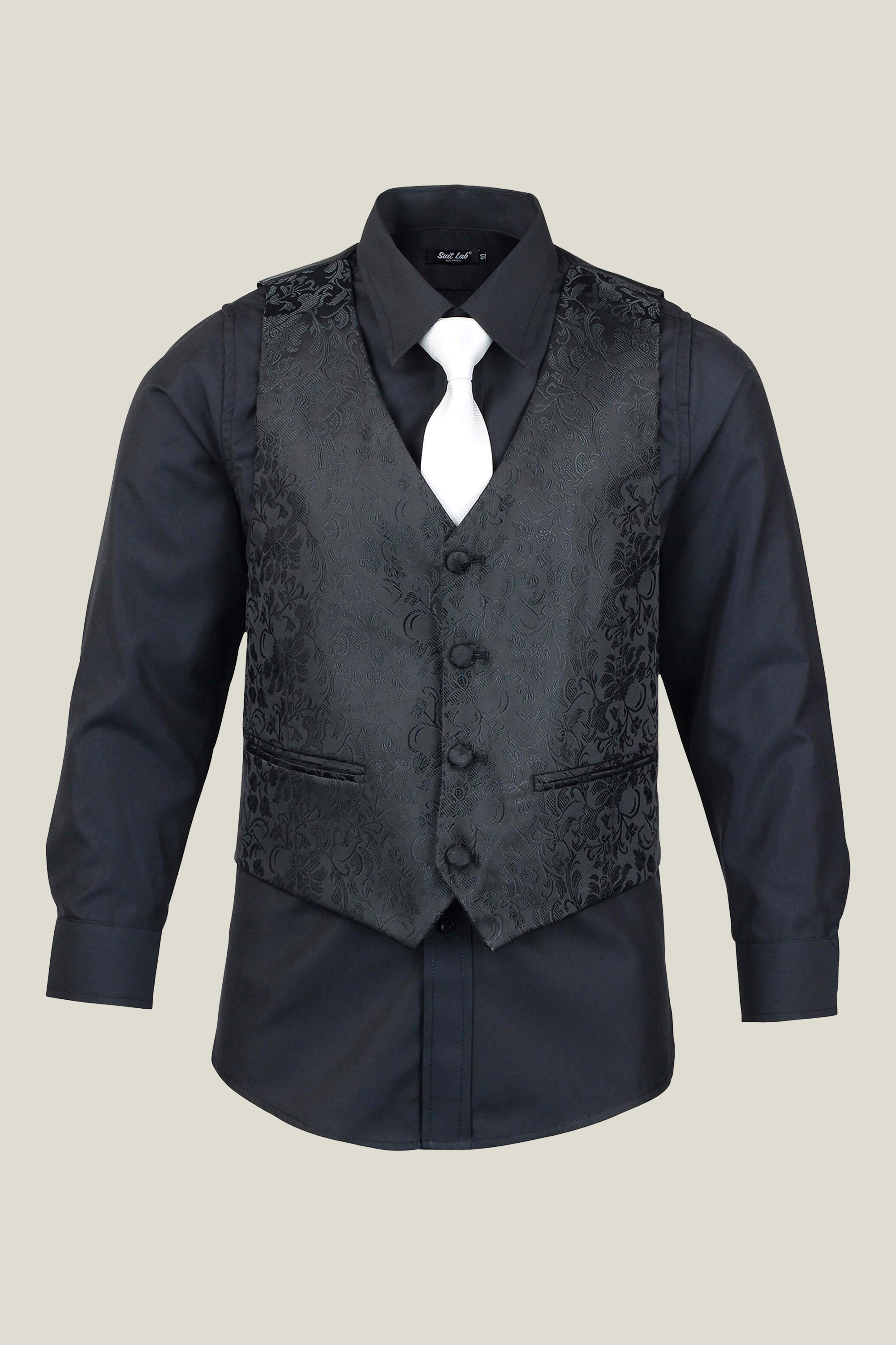 Boys' Paisley Black Tuxedo