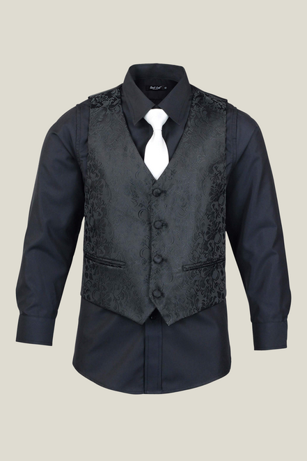 Boys' Paisley Black Tuxedo