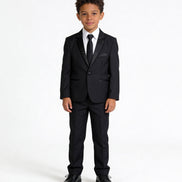 Boys' Black Suit With Satin Notch Lapel