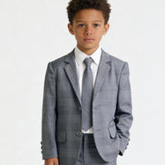 Boys' Grey Checkered Suit