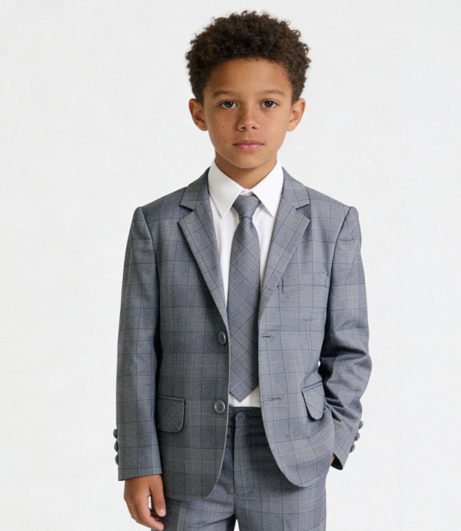 Boys' Grey Checkered Suit