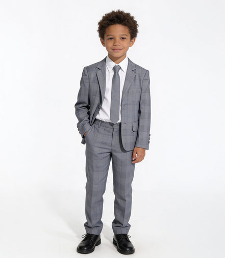 Boys' Grey Checkered Suit
