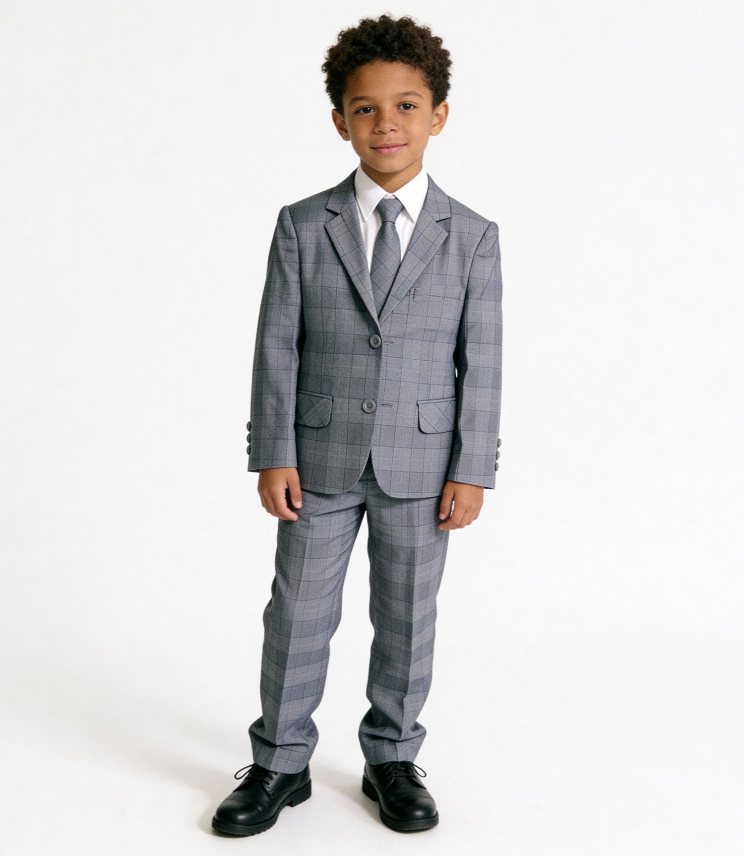 Boys' Grey Checkered Suit