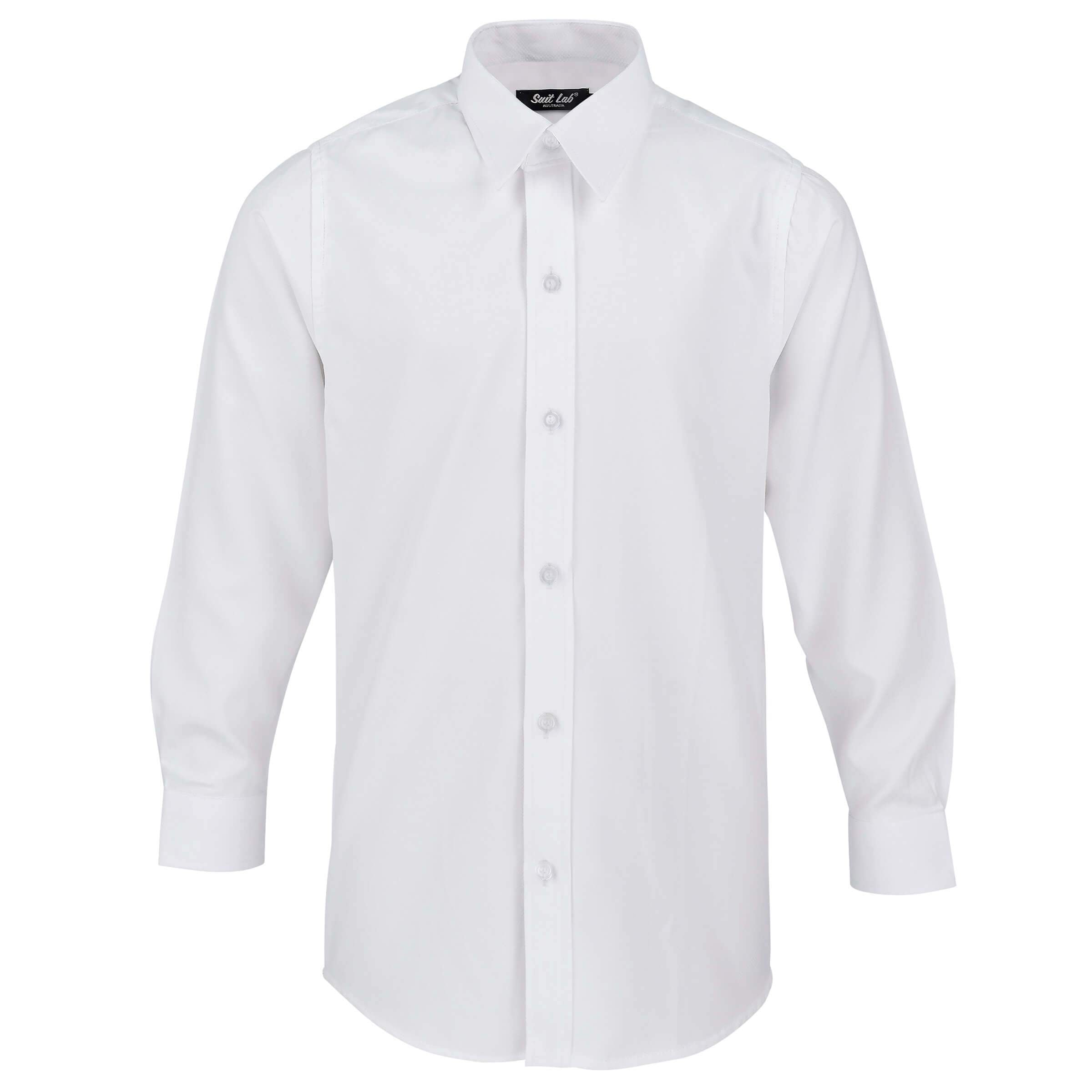 Boys' White Formal Shirt Textured with White Buttons