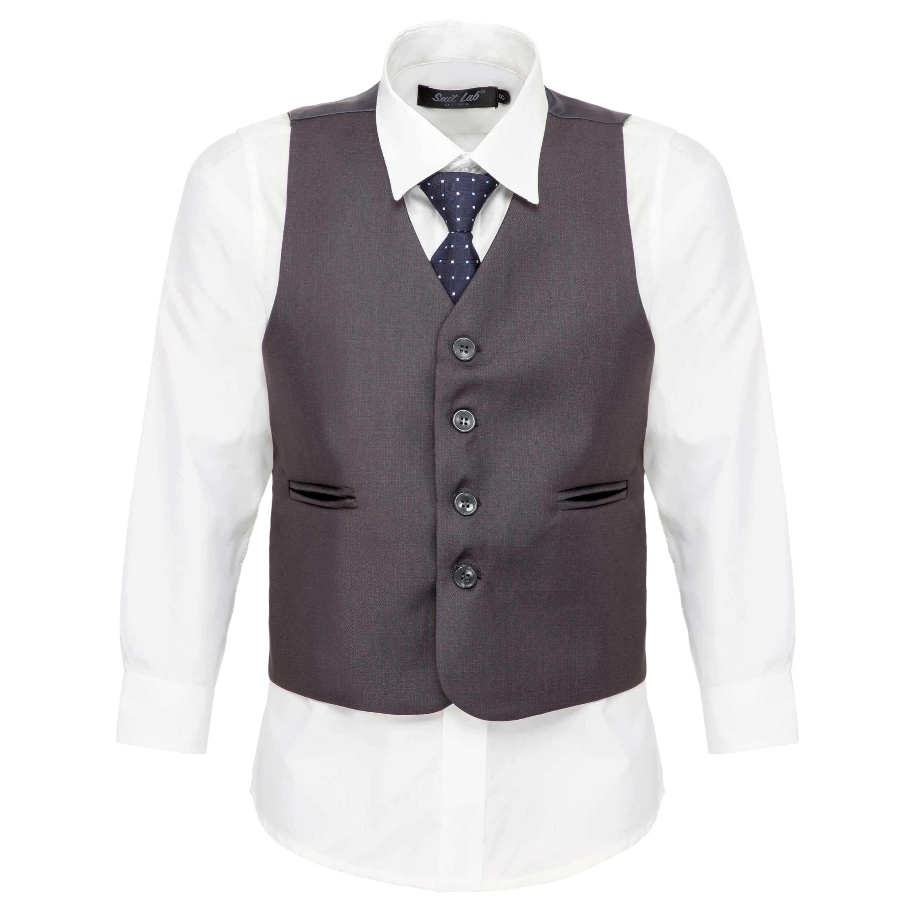 Boys' Charcoal Grey Waistcoat Suit