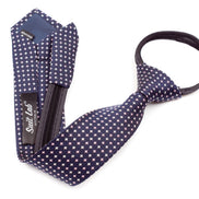 Boys' Tie - Dark Navy/Pink Multi Polka Dots