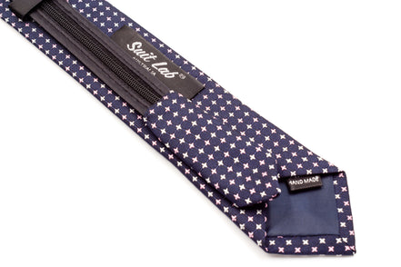 Boys' Tie - Dark Navy/Pink Multi Polka Dots