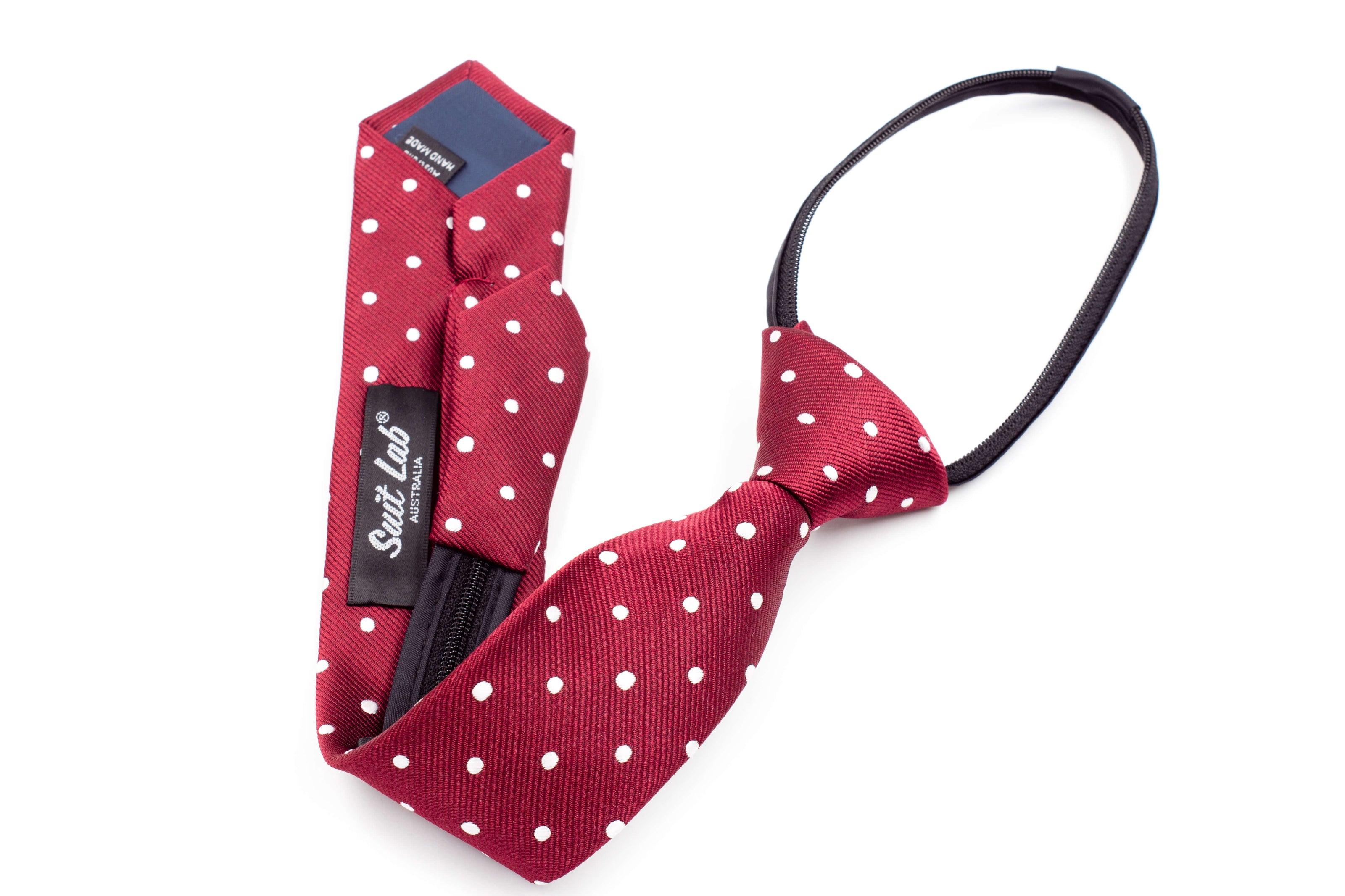 Boys' Tie - Maroon Polka Dot