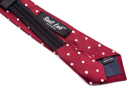 Boys' Tie - Maroon Polka Dot