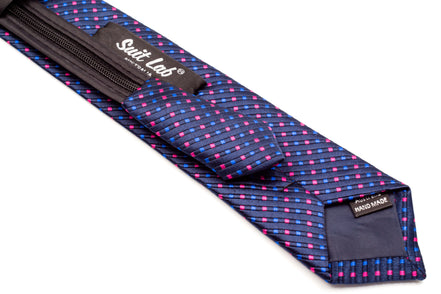 Boys' Tie - Navy Blue Polka Dots