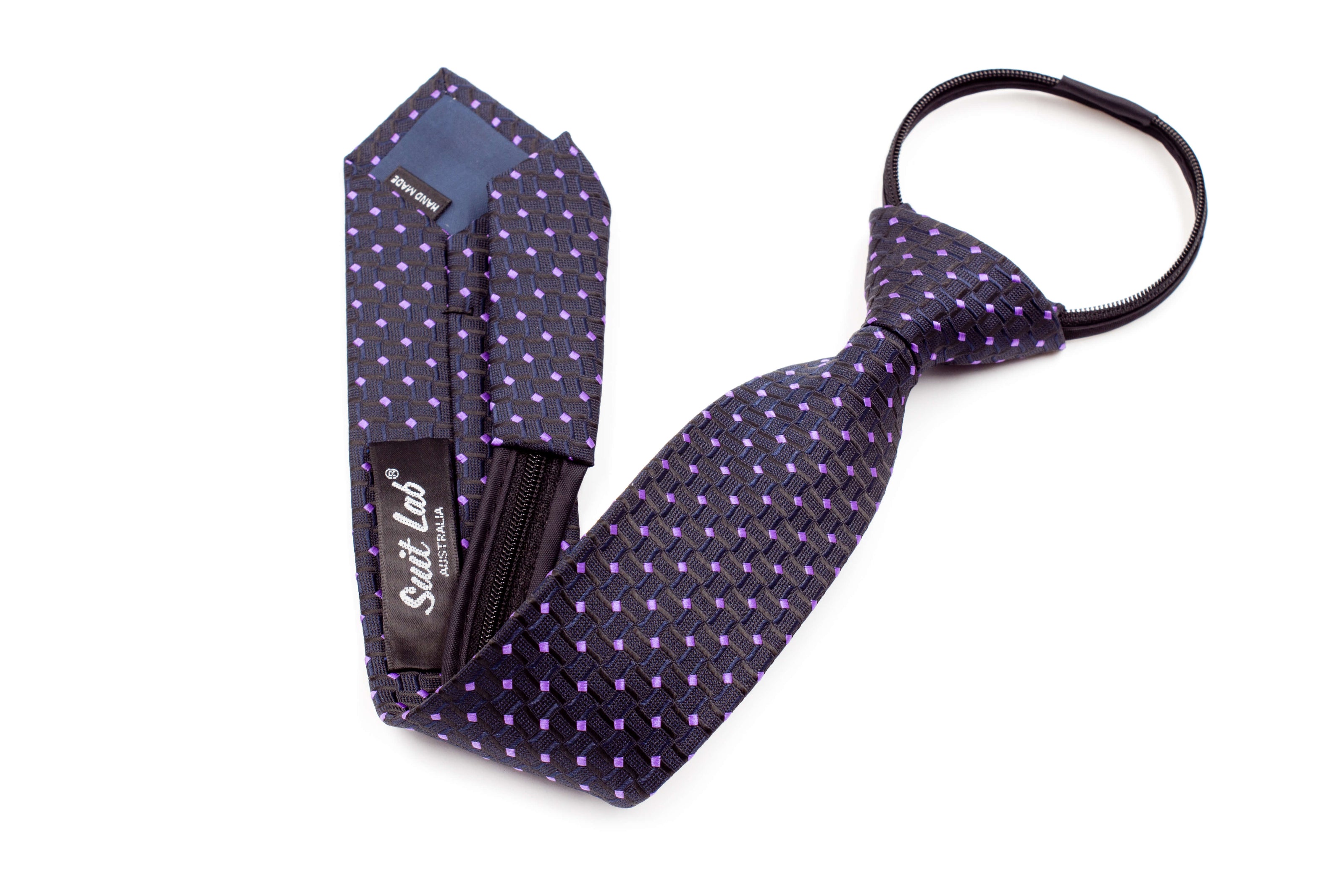 Boys' Tie - Black and Purple Diamond