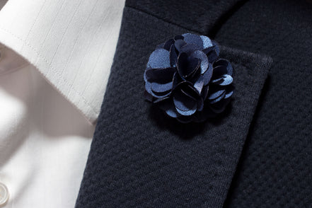 Chrysanthemum Lapel Pin - Steel Blue