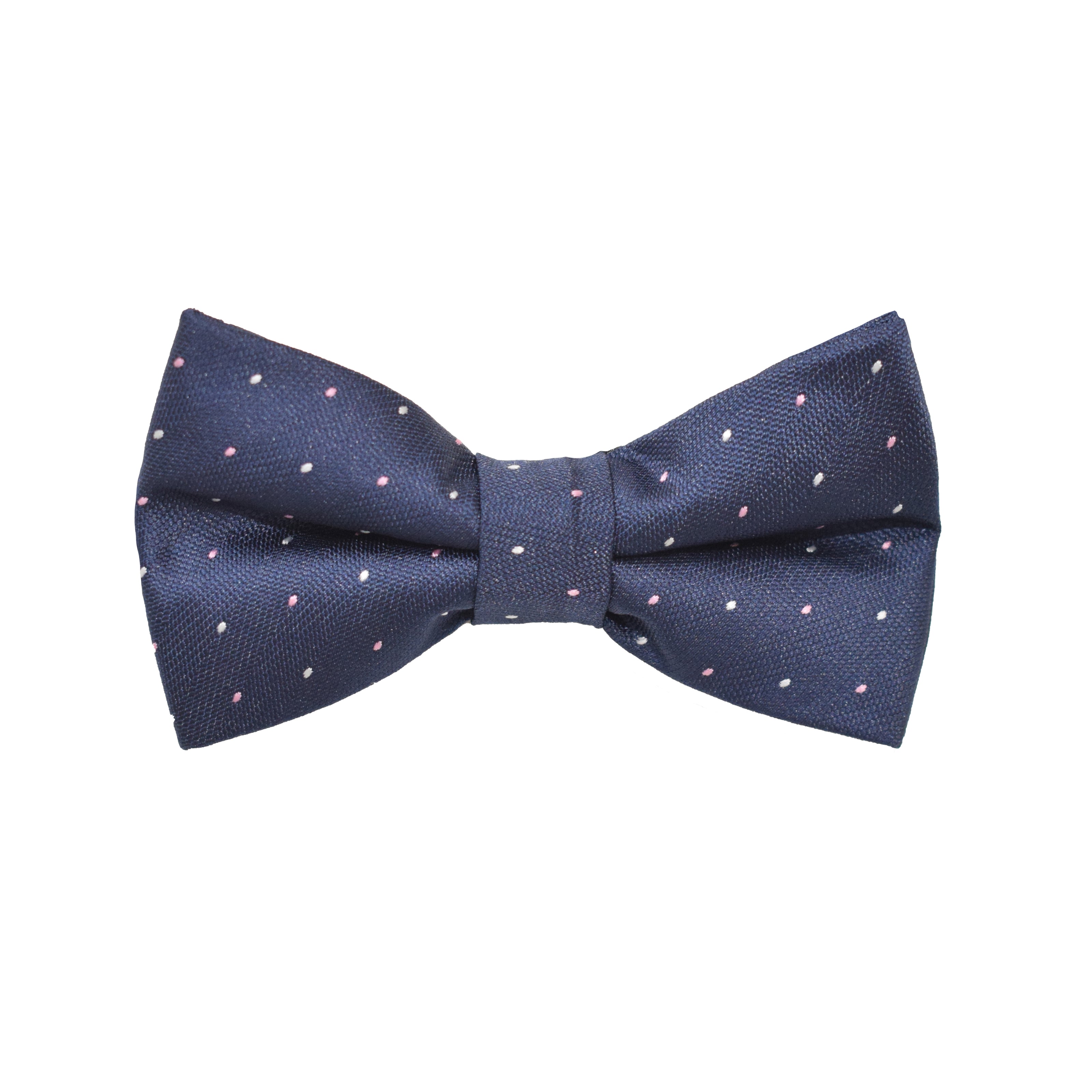 Matching Bow Tie - Navy Pink Micro Polkadot