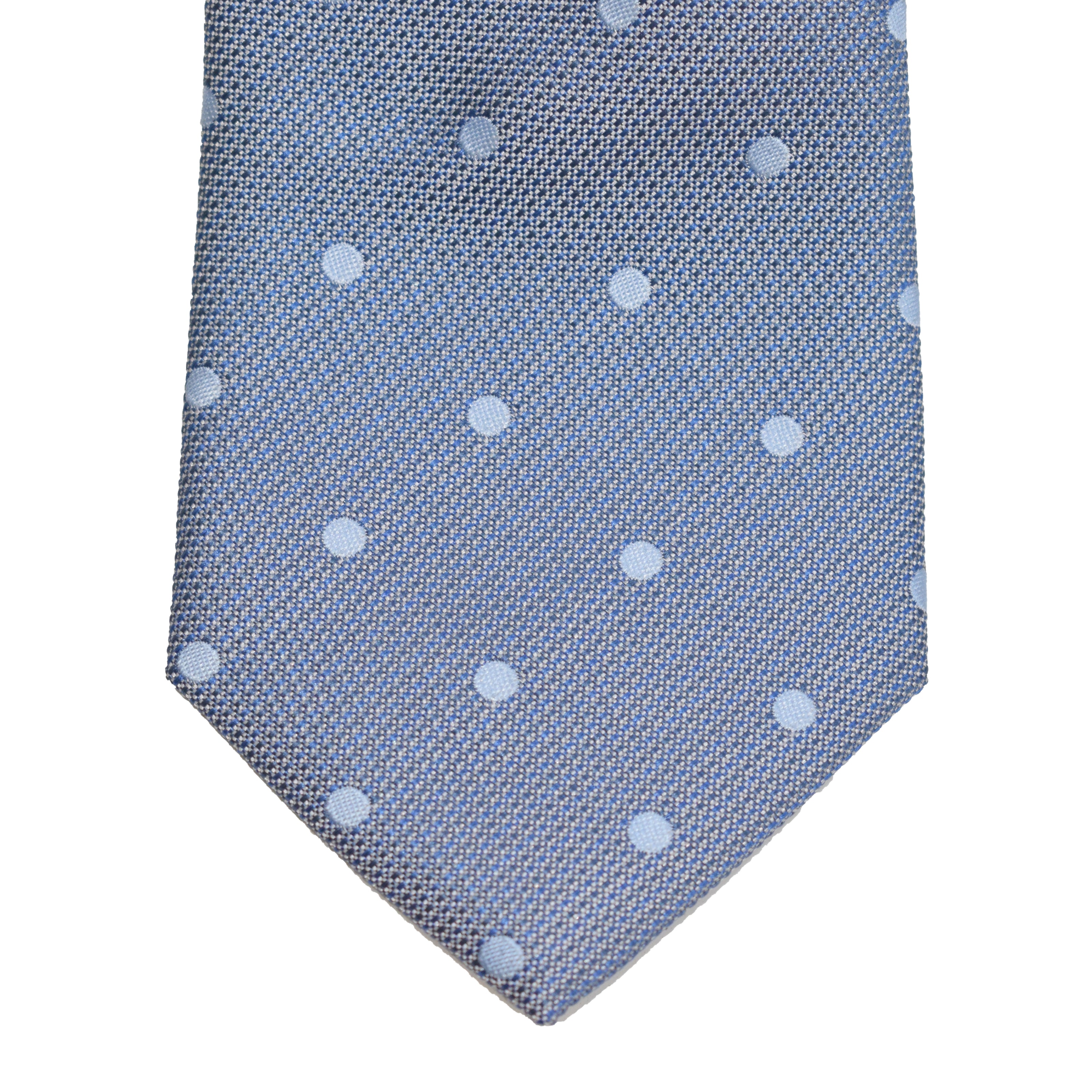 Men's Neck Tie - Stone Grey Blue Polkadot