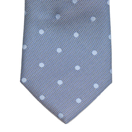 Men's Neck Tie - Stone Grey Blue Polkadot