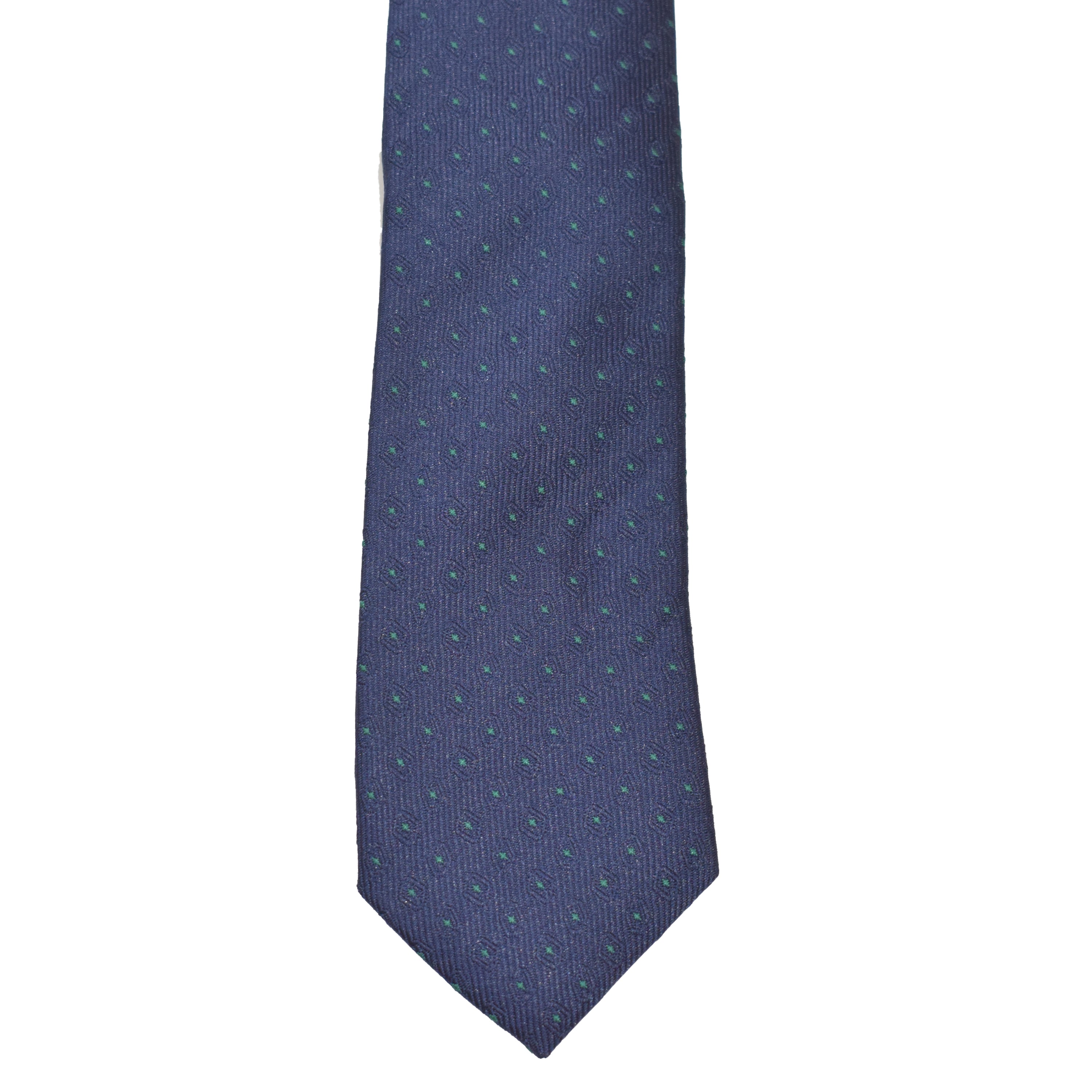 Boys' Tie - Navy Green Micro Polkadot