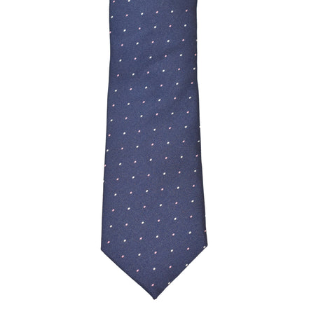 Boys' Tie - Navy Pink Micro Polkadot