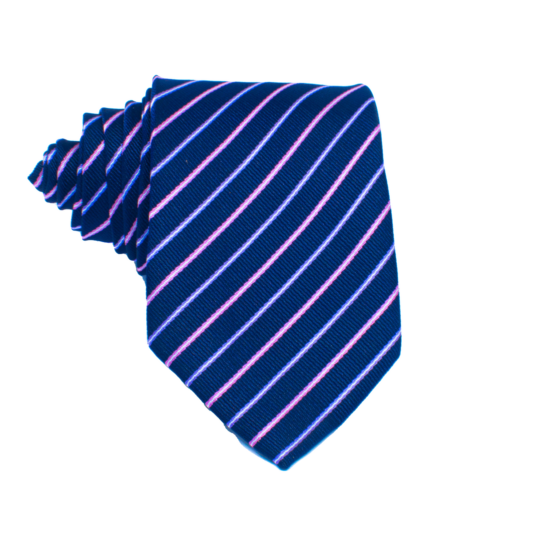 Men's Neck Tie - Navy With Violet Stripes