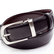 Baby's / Boys' Reversible Black & Dark Brown Leather Belt with Clasp Buckle