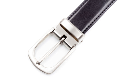 Baby's / Boys' Reversible Black & Dark Brown Leather Belt with Clasp Buckle