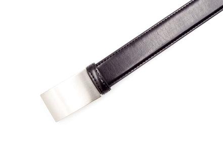 Men's Leather Belt - Black Flat Buckle