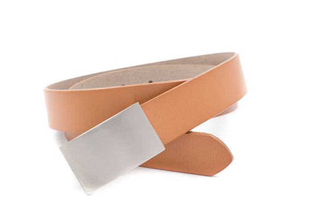 Baby's / Boys' Tan Leather Belt with Flat Buckle