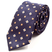 Navy with White/Orange Polka Dots Skinny Tie - Suit Lab