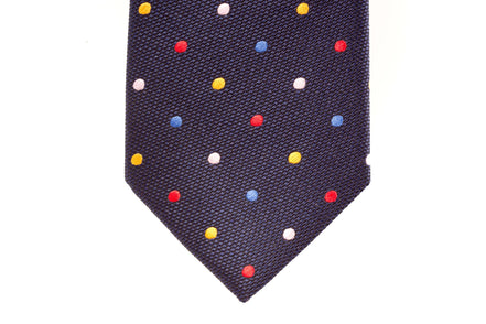 Navy with Multi-colour Polka Dots Skinny Tie - Suit Lab
