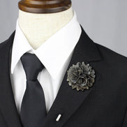 Chrysanthemum Lapel Pin - Grey